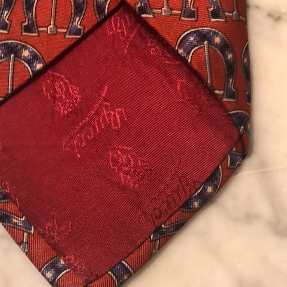 Gucci Tie Red silk with horseshoe design - Picture 3 of 4